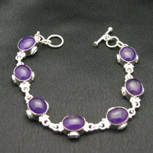 New Sterling Silver Amethyst Gemstone Braclet